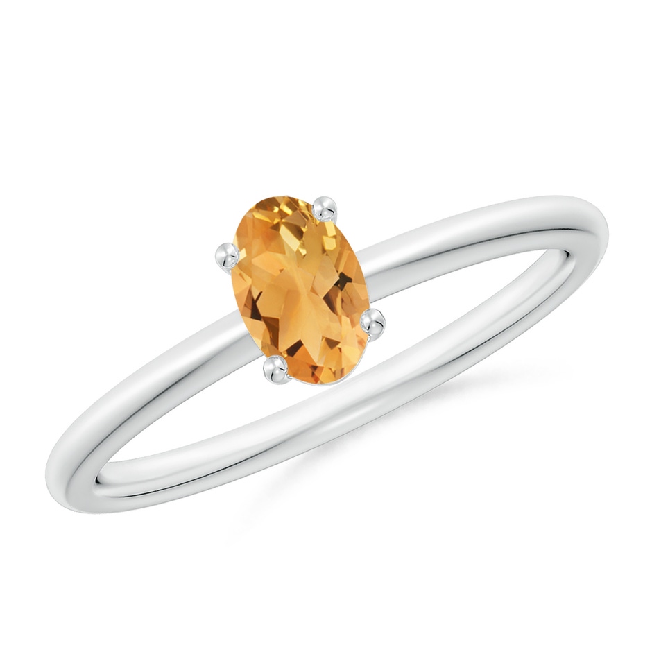 6x4mm A Classic Solitaire Oval Citrine Promise Ring in White Gold 