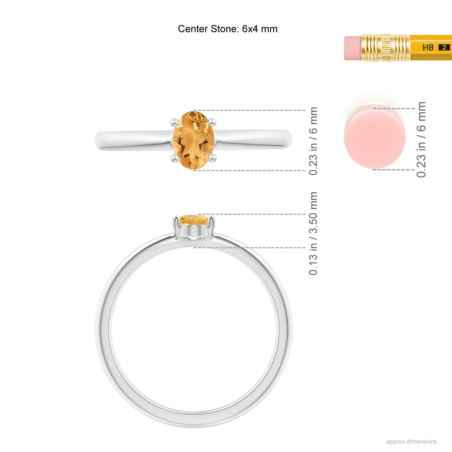 A - Citrine / 0.4 CT / 14 KT White Gold