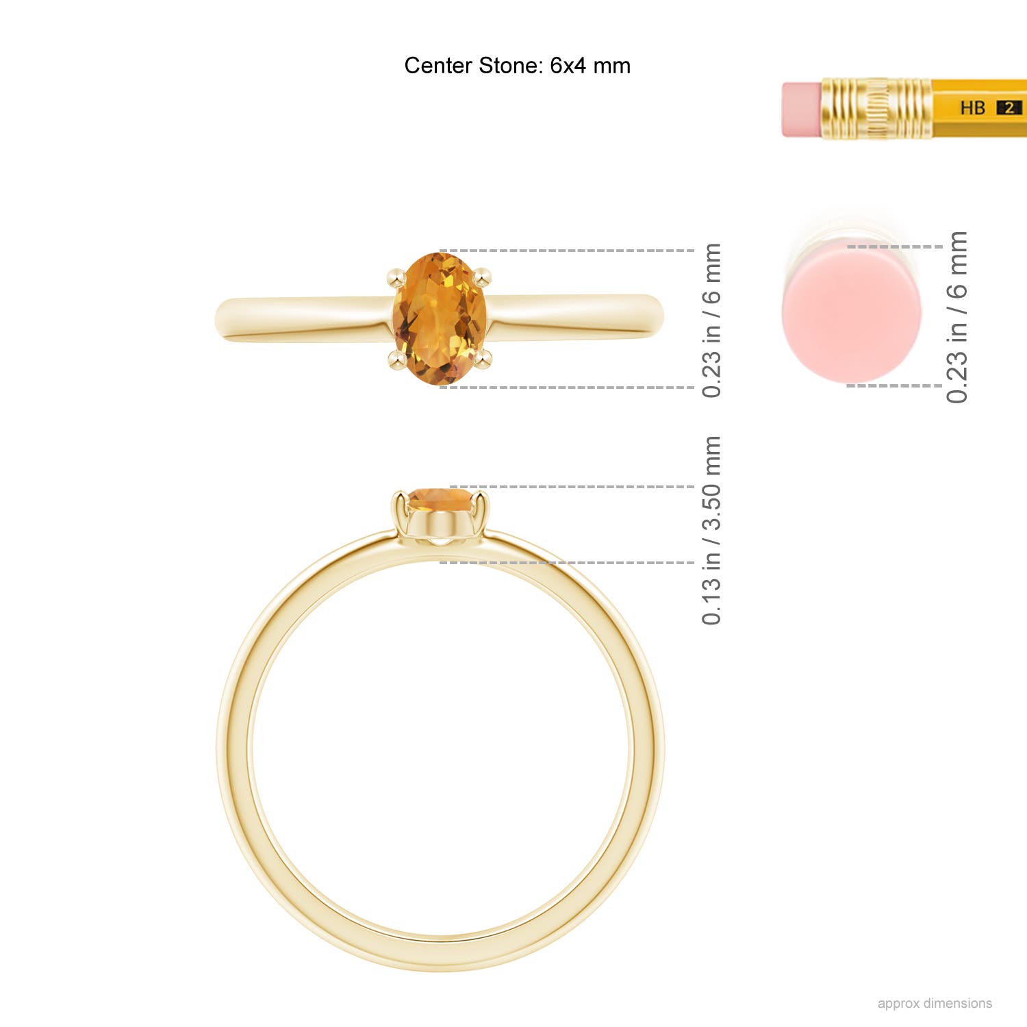 AA - Citrine / 0.4 CT / 14 KT Yellow Gold