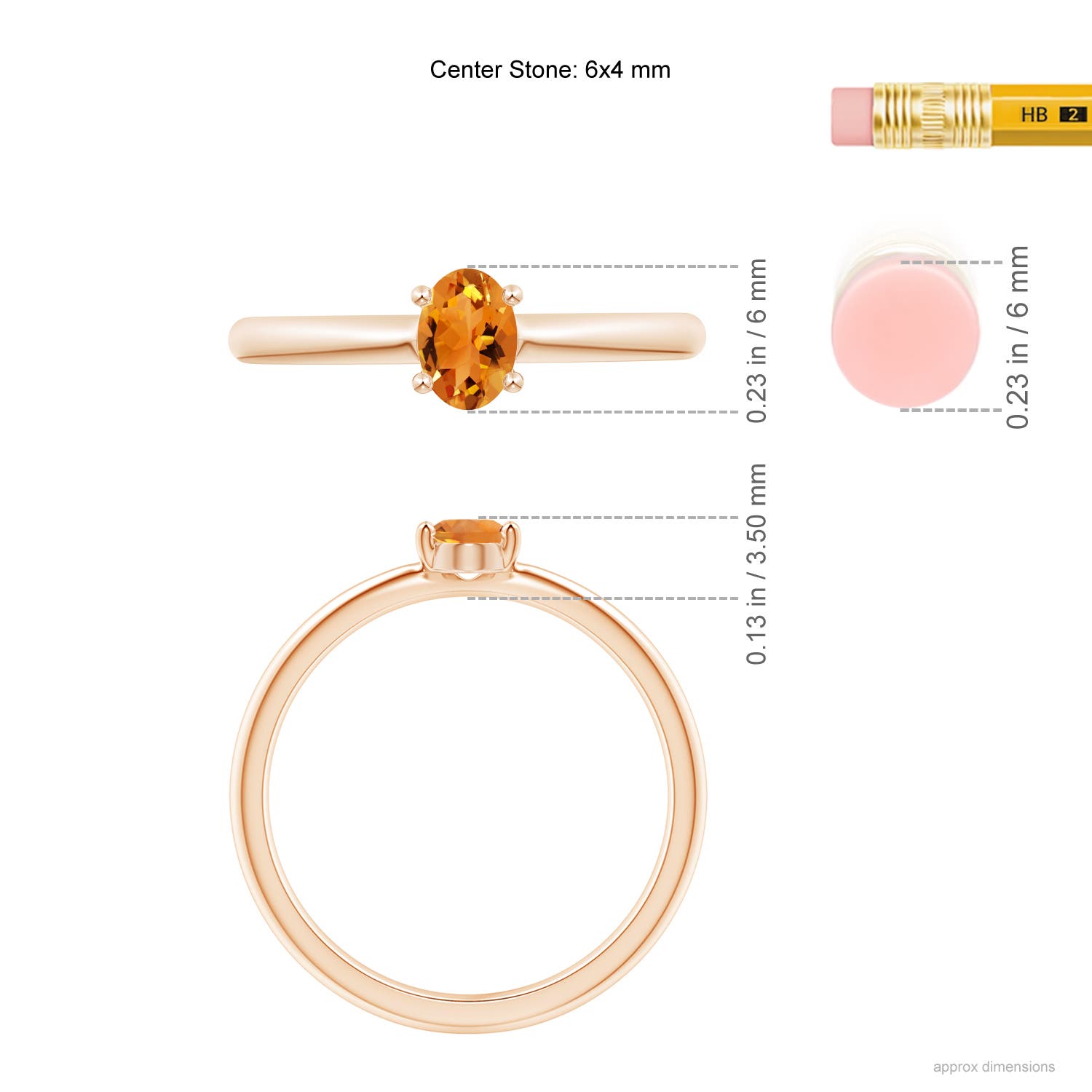 AAA - Citrine / 0.4 CT / 14 KT Rose Gold