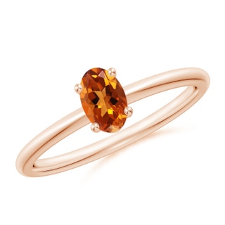 6x4mm AAAA Classic Solitaire Oval Citrine Promise Ring in 10K Rose Gold