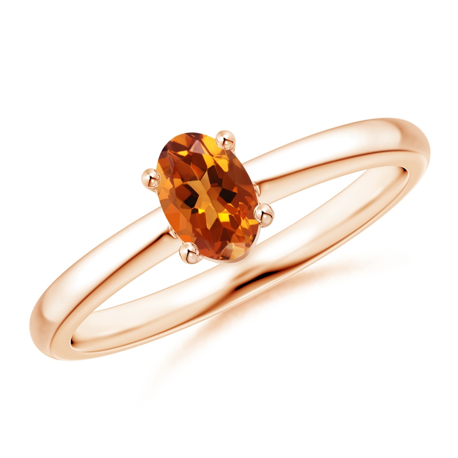 6x4mm AAAA Classic Solitaire Oval Citrine Promise Ring in Rose Gold 