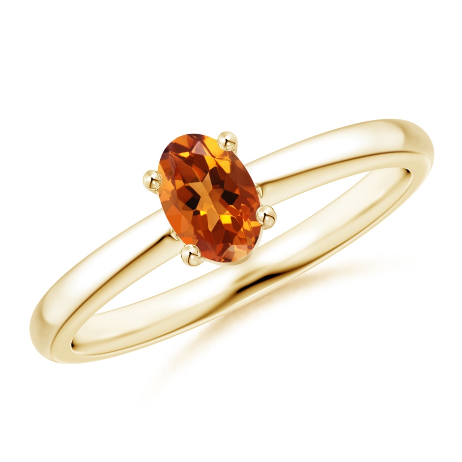 6x4mm AAAA Classic Solitaire Oval Citrine Promise Ring in Yellow Gold 