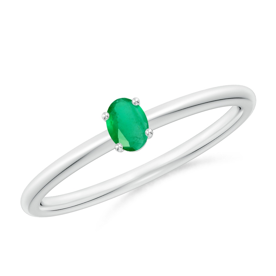 4x3mm A Classic Solitaire Oval Emerald Promise Ring in P950 Platinum 