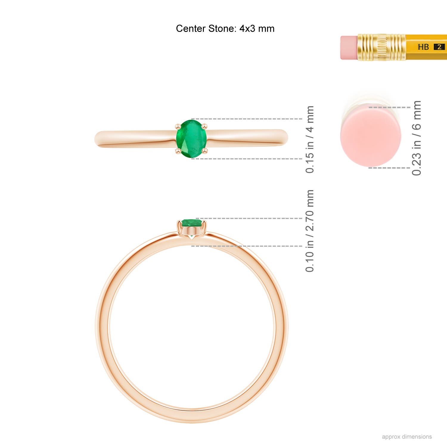 A - Emerald / 0.12 CT / 14 KT Rose Gold