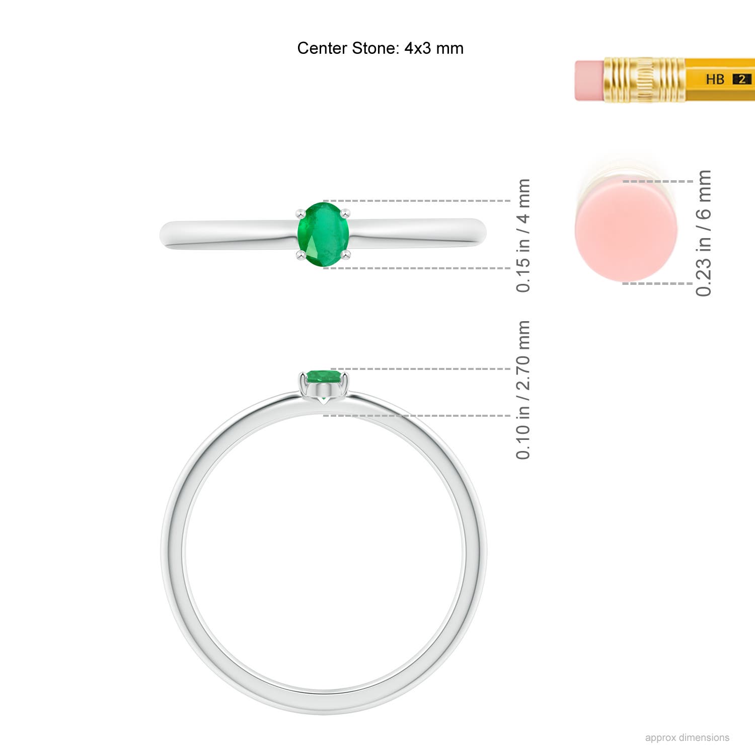 A - Emerald / 0.12 CT / 14 KT White Gold