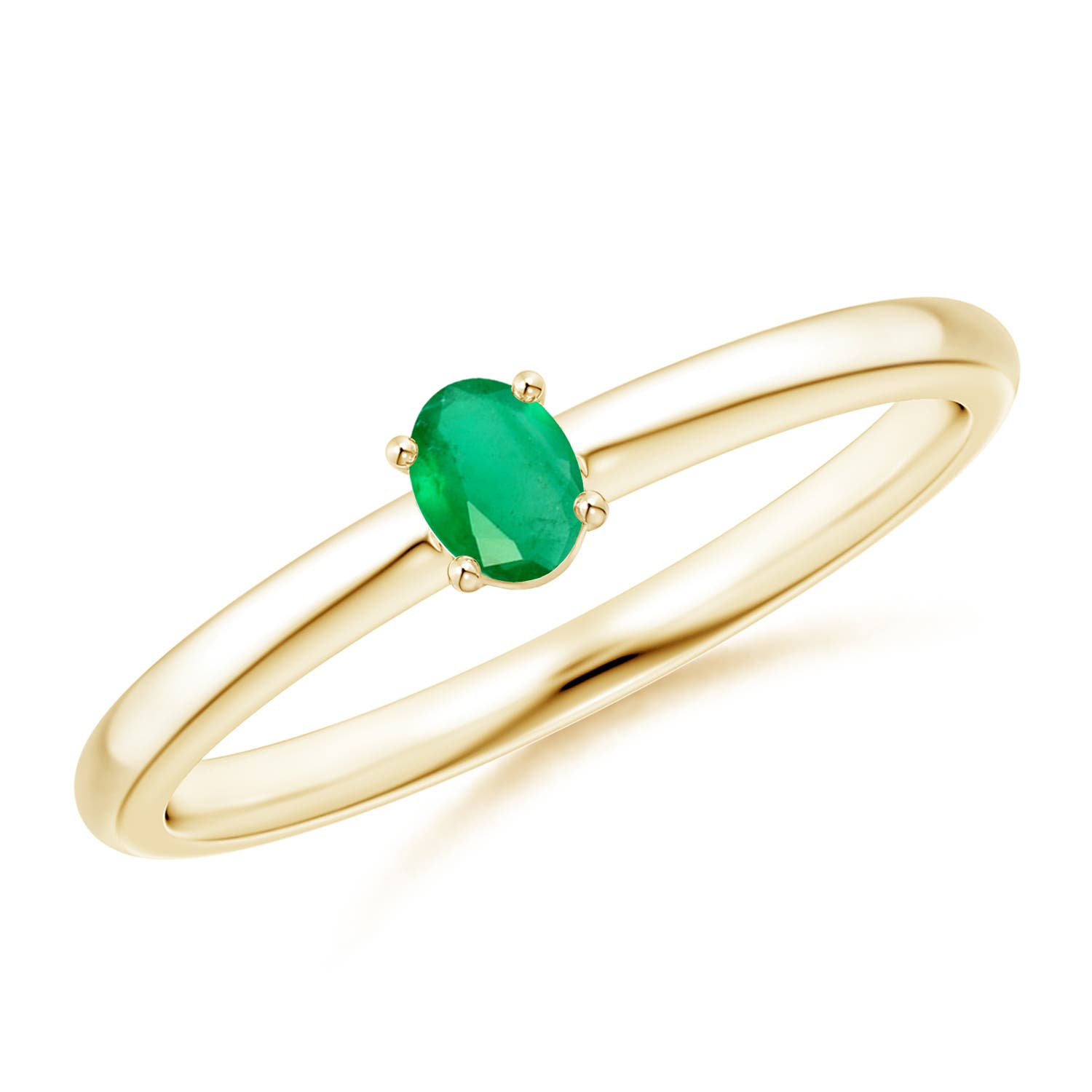 A - Emerald / 0.12 CT / 14 KT Yellow Gold