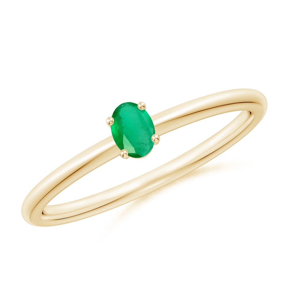 4x3mm A Classic Solitaire Oval Emerald Promise Ring in Yellow Gold 