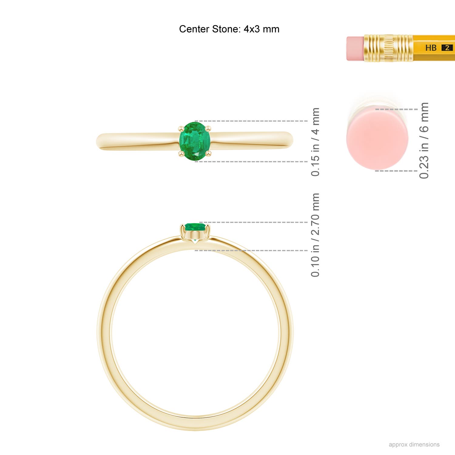 AA - Emerald / 0.12 CT / 14 KT Yellow Gold