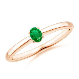 4x3mm AAA Classic Solitaire Oval Emerald Promise Ring in Rose Gold