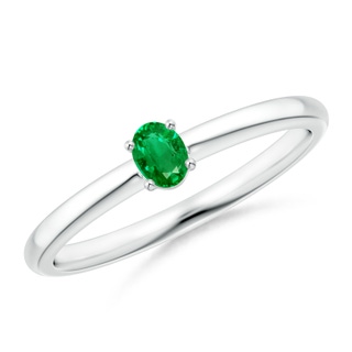 4x3mm AAA Classic Solitaire Oval Emerald Promise Ring in White Gold