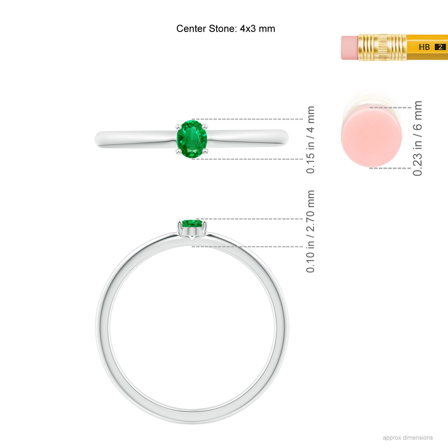 AAA - Emerald / 0.12 CT / 14 KT White Gold