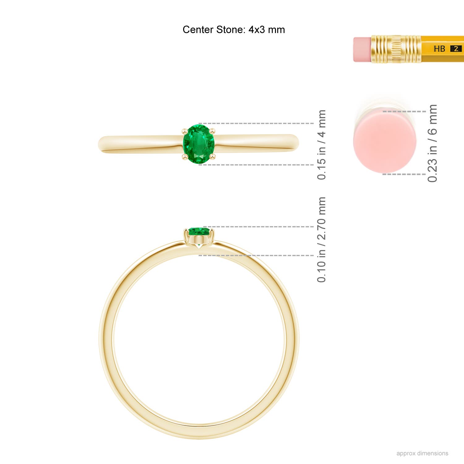 AAA - Emerald / 0.12 CT / 14 KT Yellow Gold