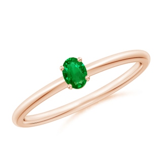4x3mm AAAA Classic Solitaire Oval Emerald Promise Ring in 9K Rose Gold