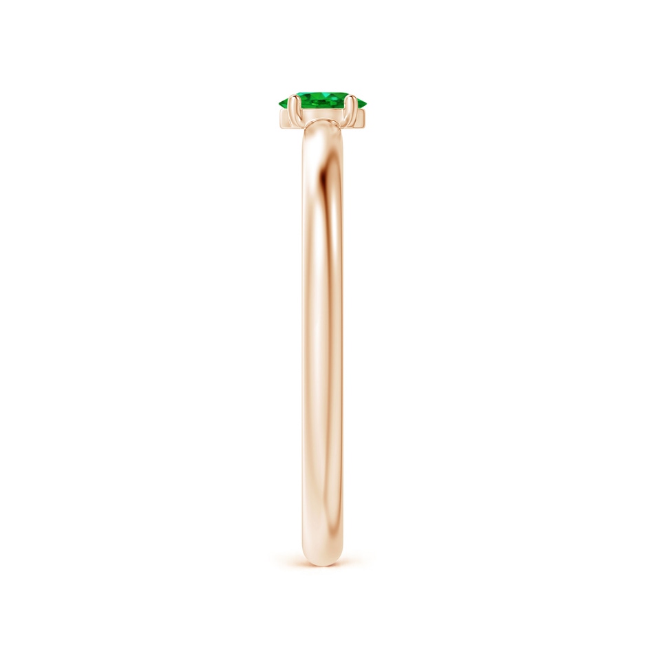 4x3mm AAAA Classic Solitaire Oval Emerald Promise Ring in 9K Rose Gold side-2