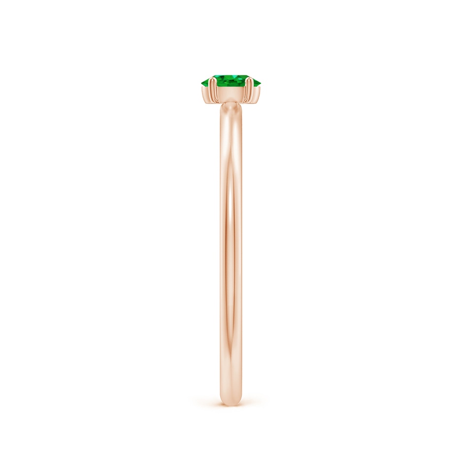 4x3mm AAAA Classic Solitaire Oval Emerald Promise Ring in Rose Gold side 299