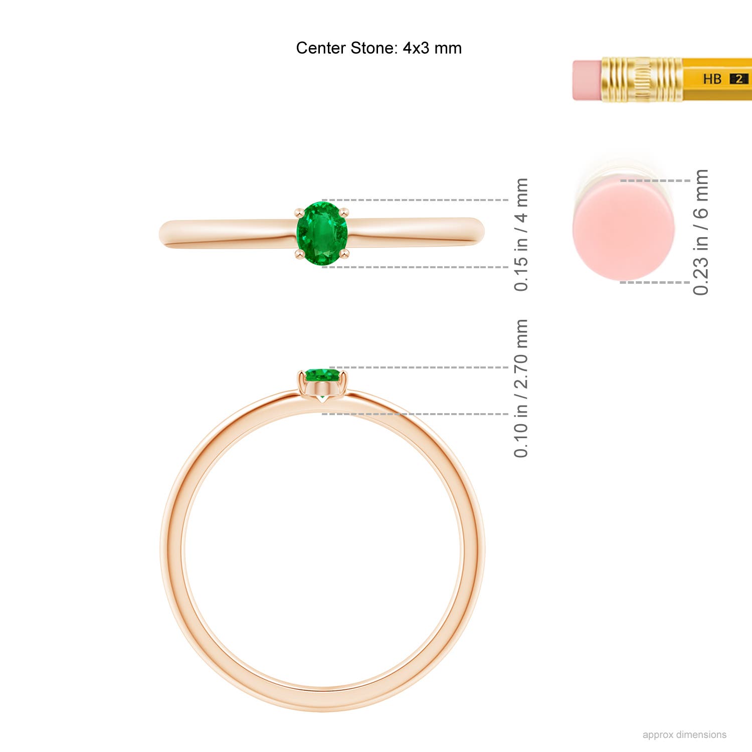 AAAA - Emerald / 0.12 CT / 14 KT Rose Gold