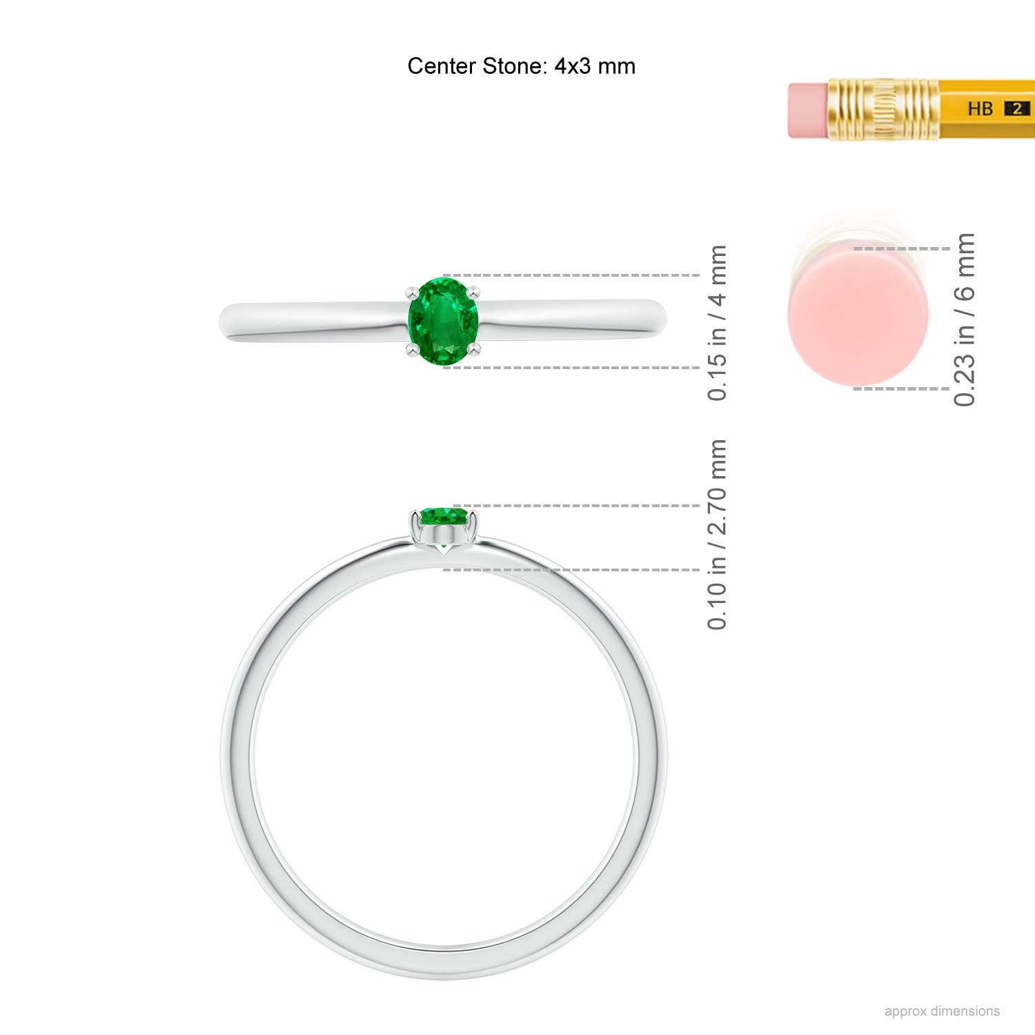 AAAA - Emerald / 0.12 CT / 14 KT White Gold