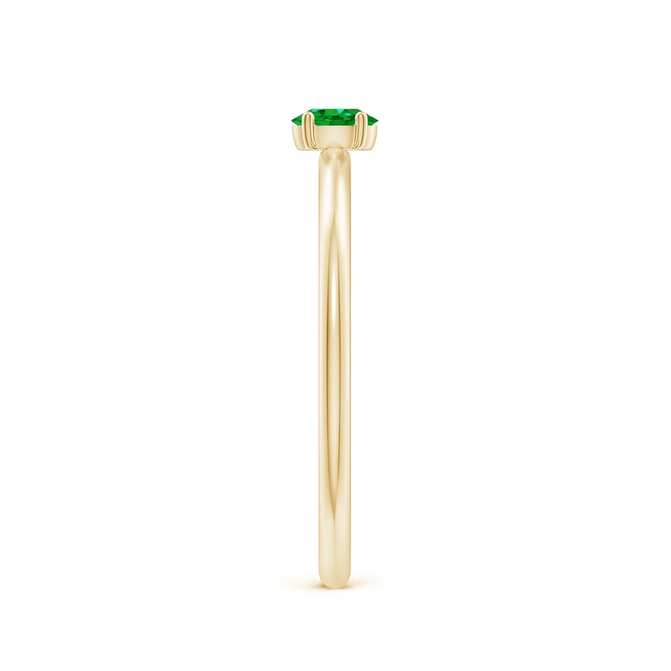 4x3mm AAAA Classic Solitaire Oval Emerald Promise Ring in Yellow Gold side 299