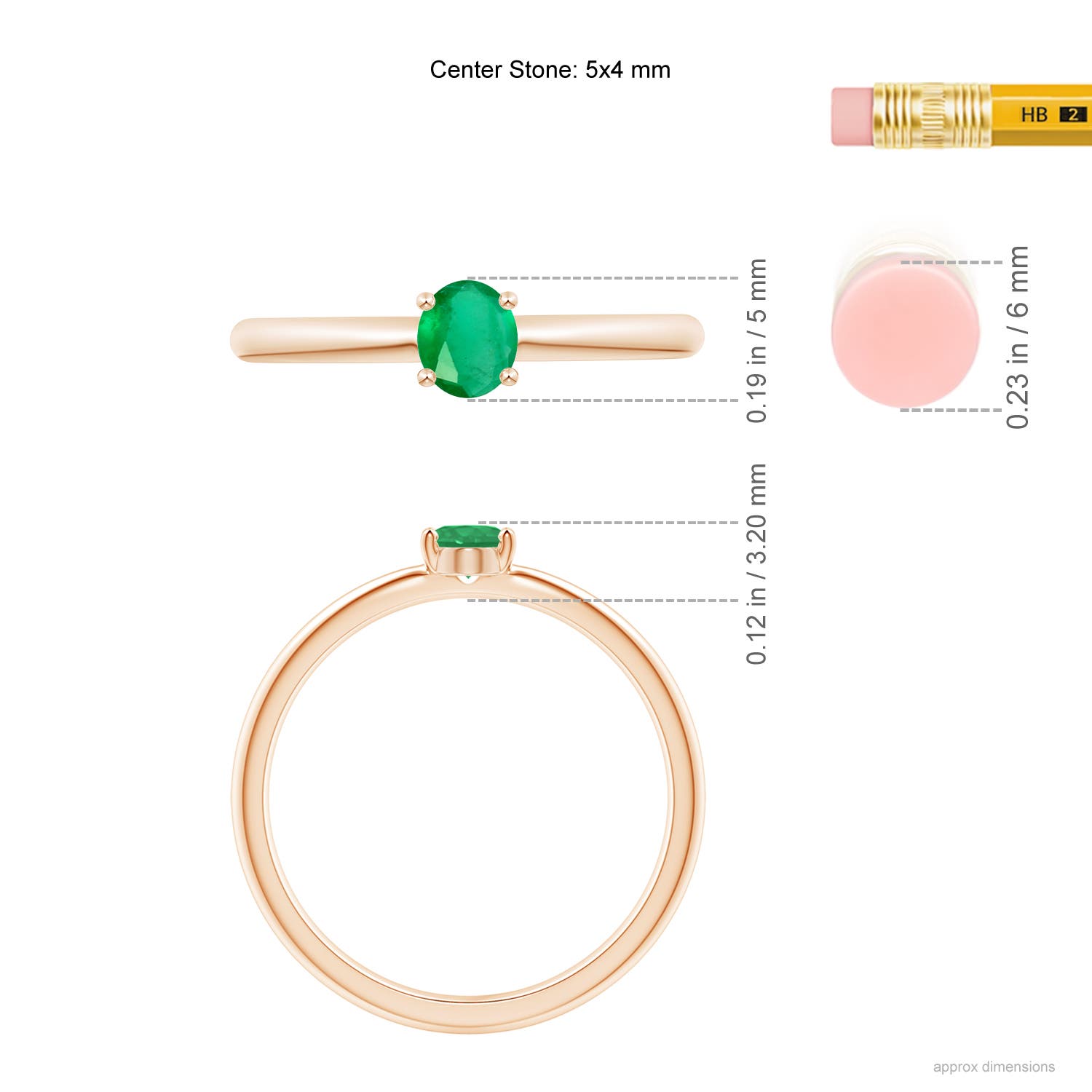 A - Emerald / 0.3 CT / 14 KT Rose Gold