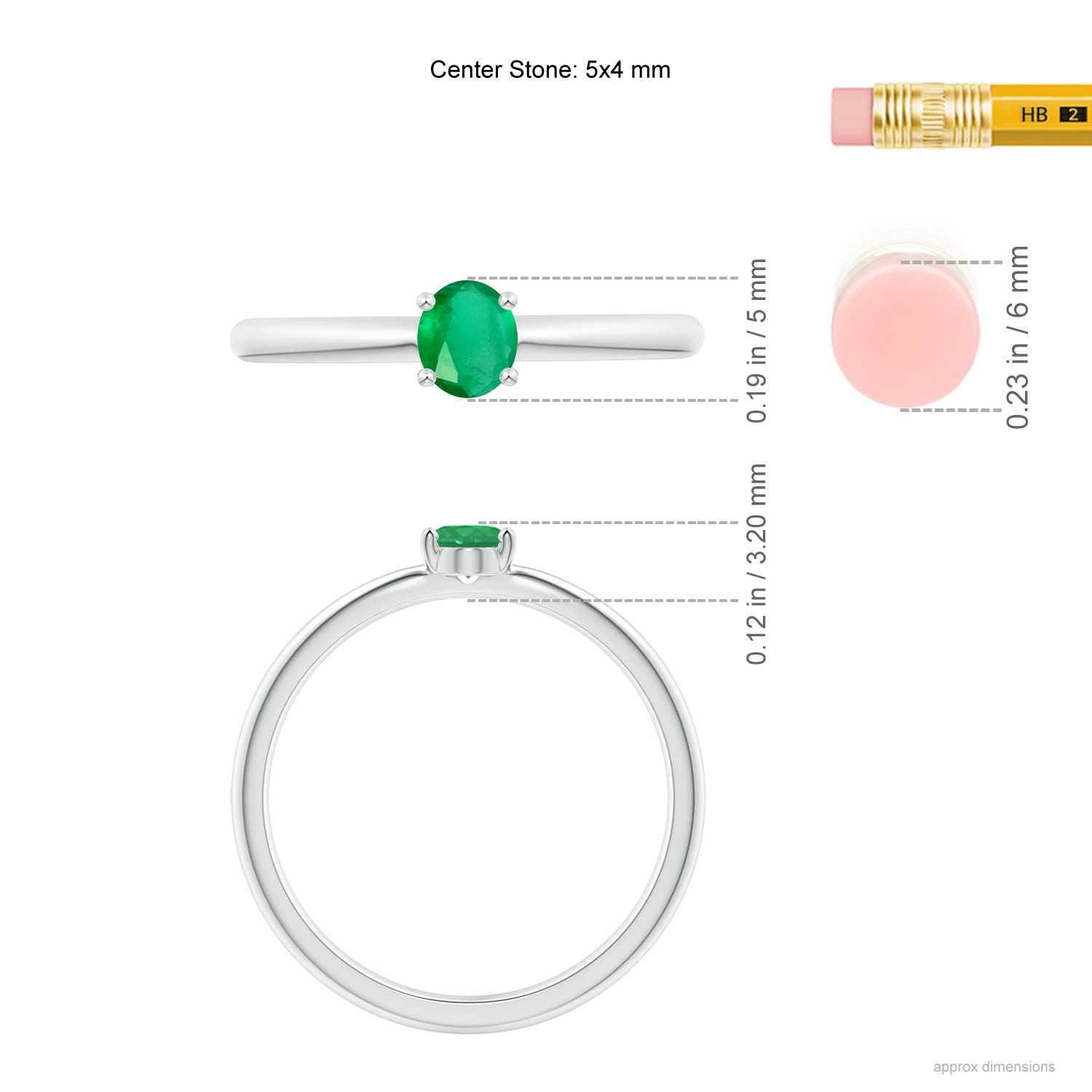 A - Emerald / 0.3 CT / 14 KT White Gold