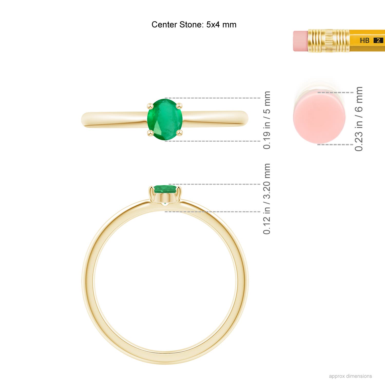 A - Emerald / 0.3 CT / 14 KT Yellow Gold