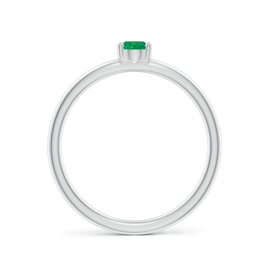 5x4mm AA Classic Solitaire Oval Emerald Promise Ring in S999 Silver side 199