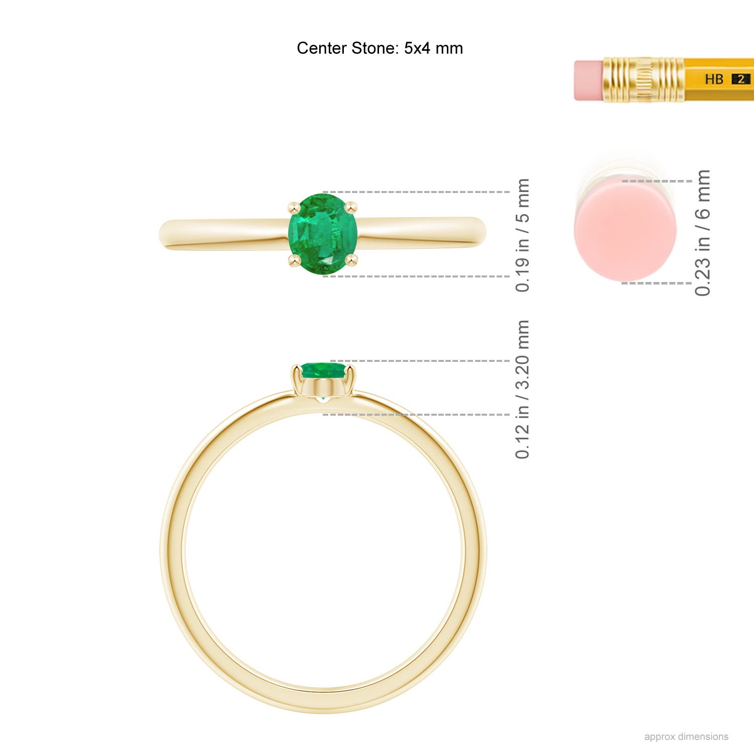 AA - Emerald / 0.3 CT / 14 KT Yellow Gold