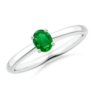 5x4mm AAAA Classic Solitaire Oval Emerald Promise Ring in P950 Platinum
