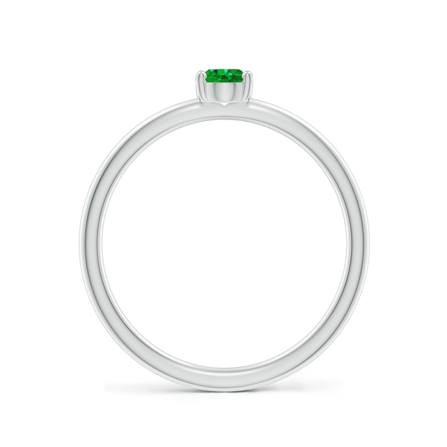 5x4mm AAAA Classic Solitaire Oval Emerald Promise Ring in P950 Platinum