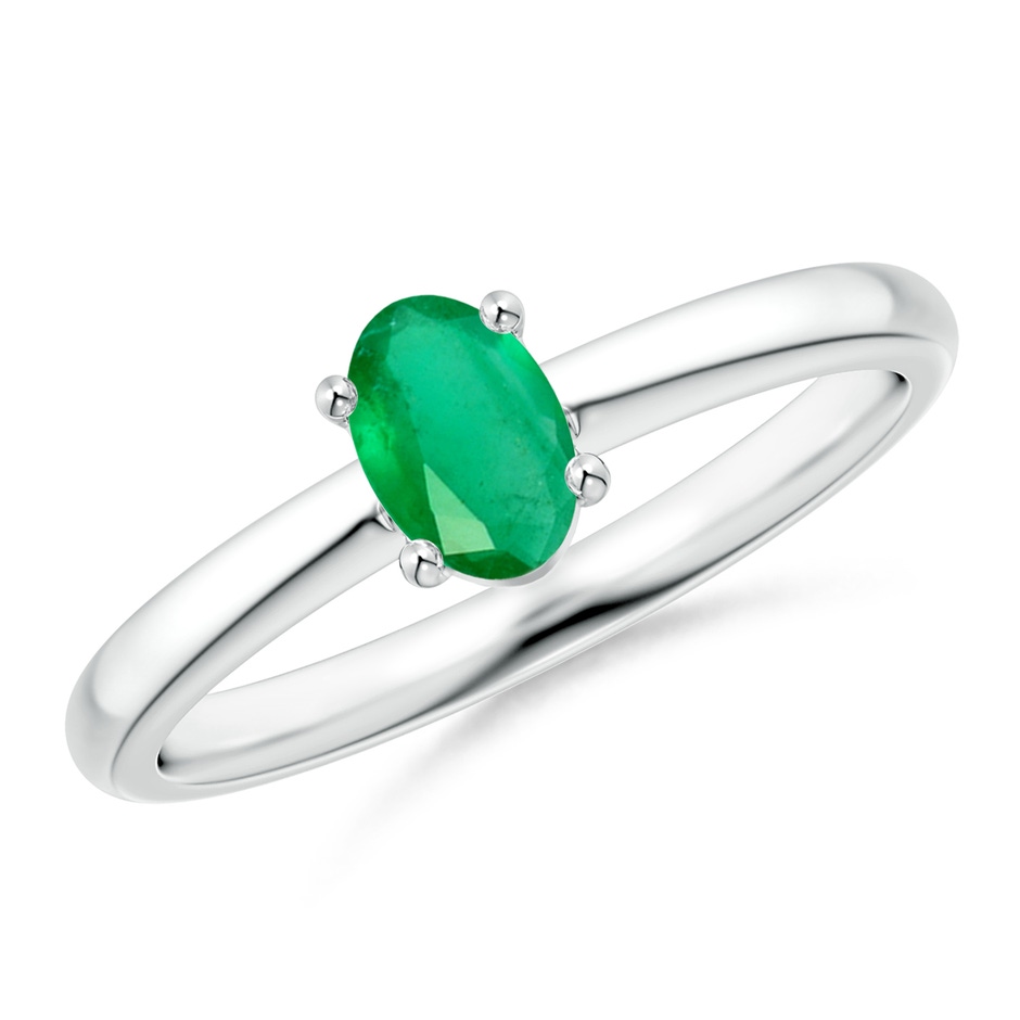 6x4mm A Classic Solitaire Oval Emerald Promise Ring in P950 Platinum 