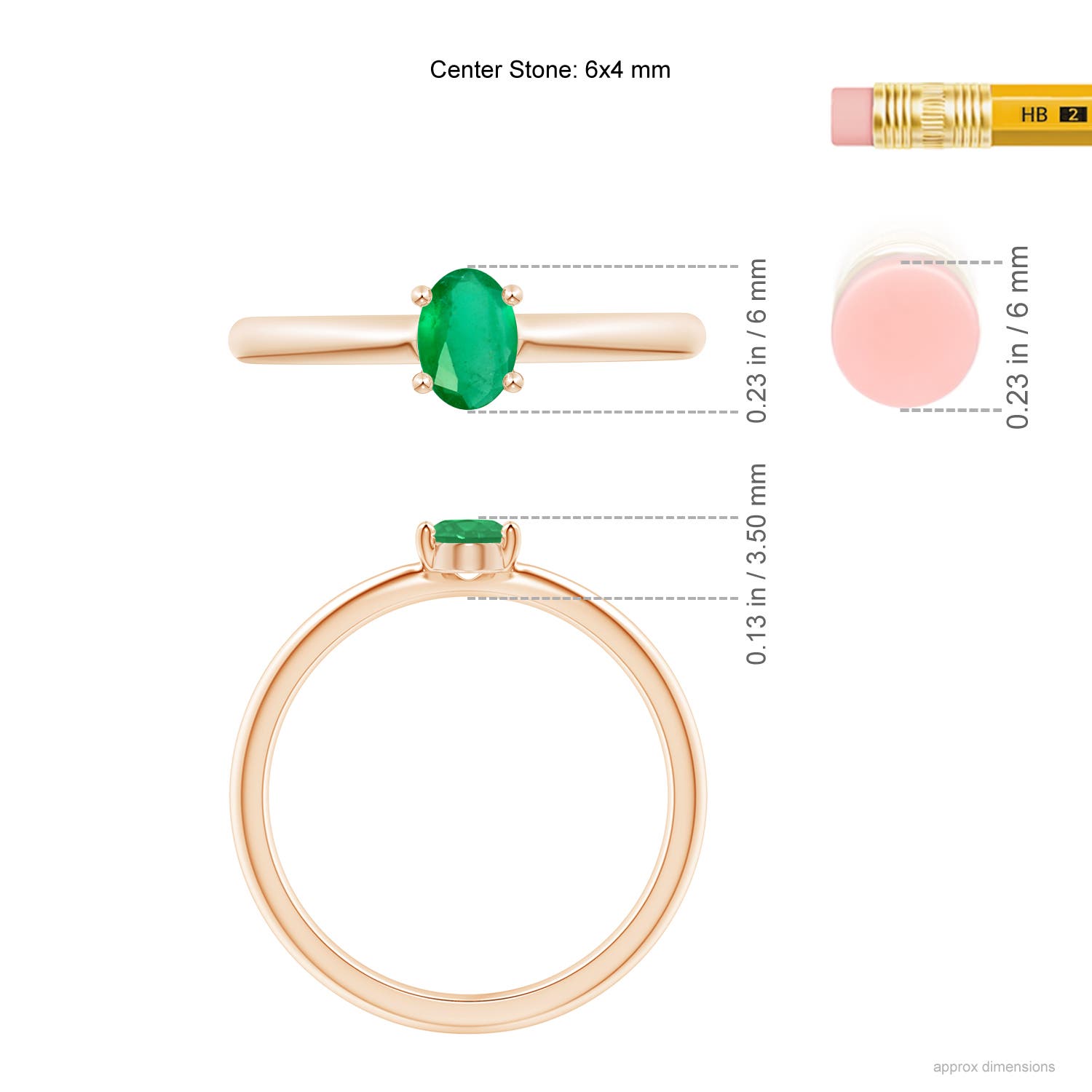 A - Emerald / 0.4 CT / 14 KT Rose Gold