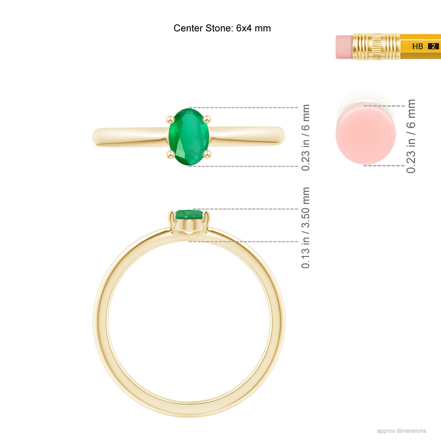 A - Emerald / 0.4 CT / 14 KT Yellow Gold