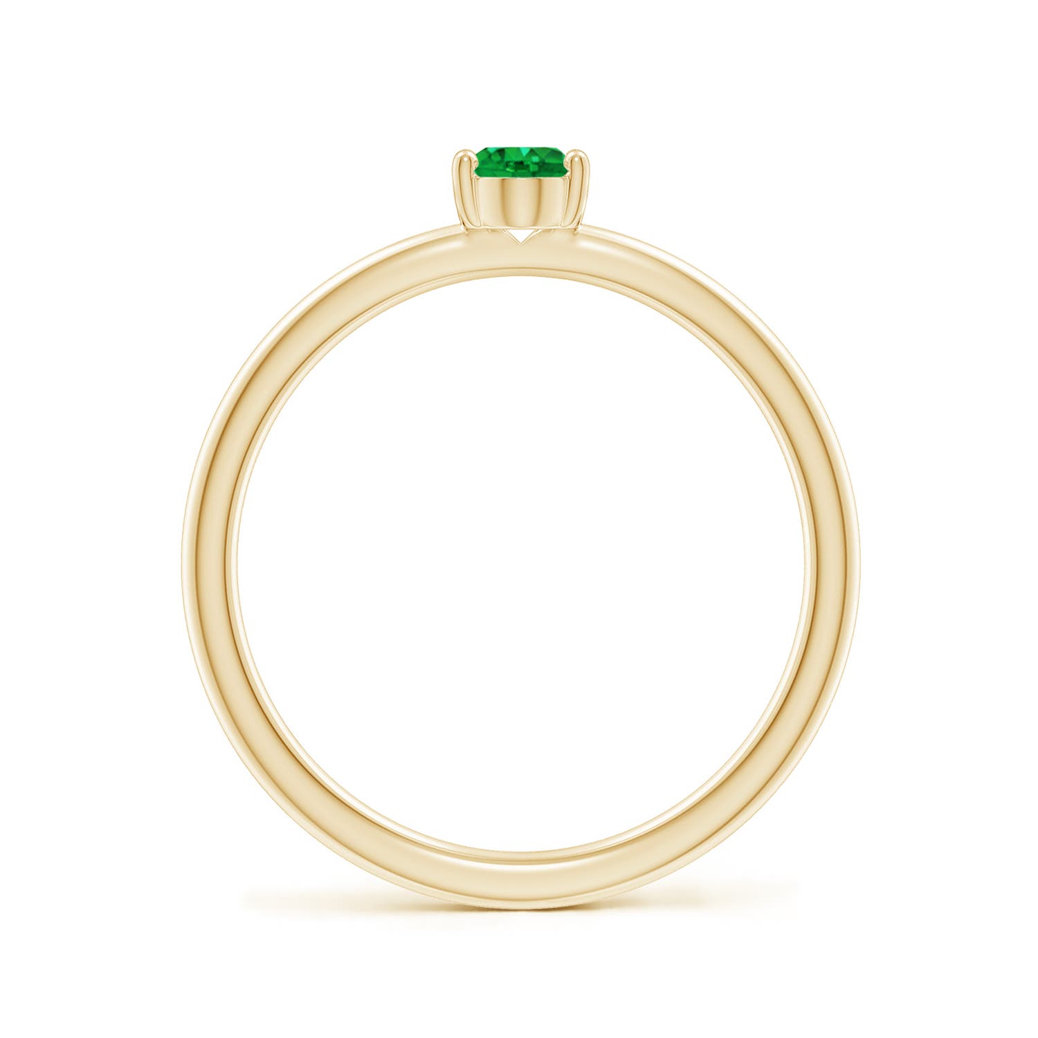 6x4mm AAA Classic Solitaire Oval Emerald Promise Ring in 18K Yellow Gold
