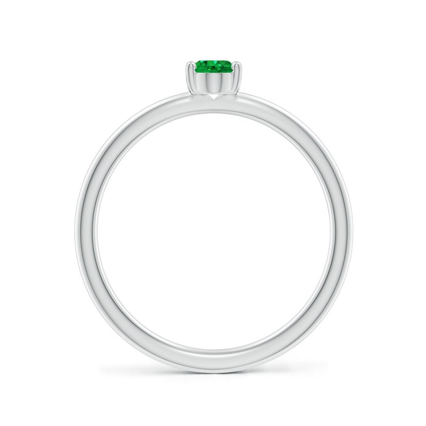 14k Yellow Gold Genuine Emerald Solitaire Ring - Swirled Promise/Engagement Ring, Oval Stone, Size 9