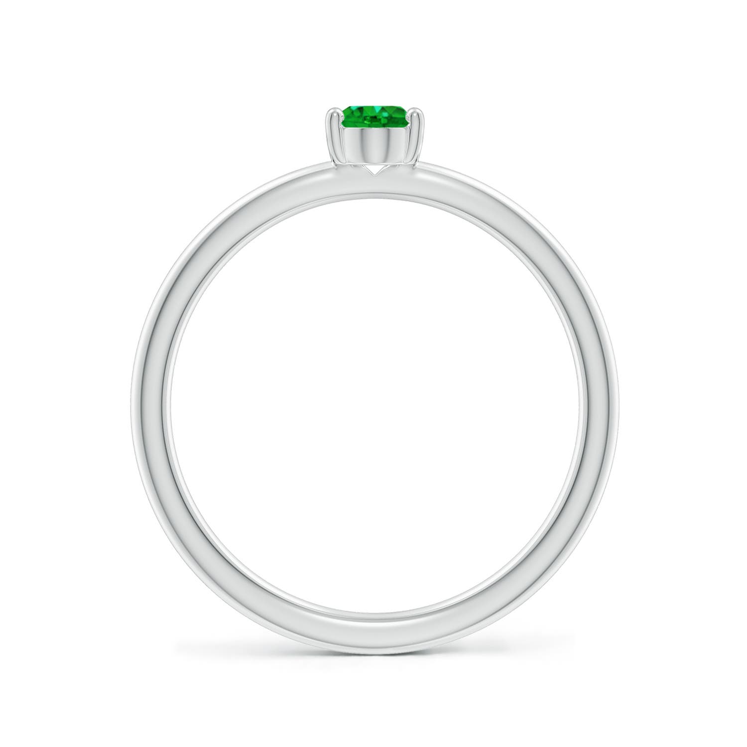 6x4mm AAAA Classic Solitaire Oval Emerald Promise Ring in P950 Platinum