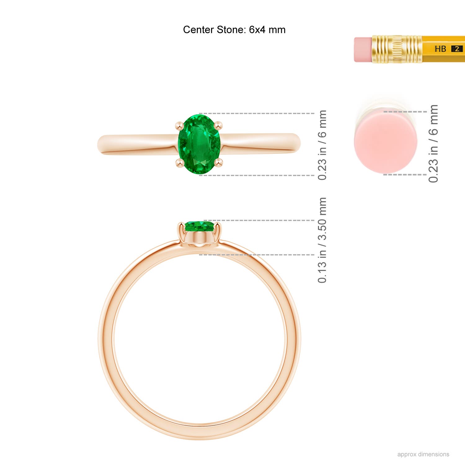 AAAA - Emerald / 0.4 CT / 14 KT Rose Gold