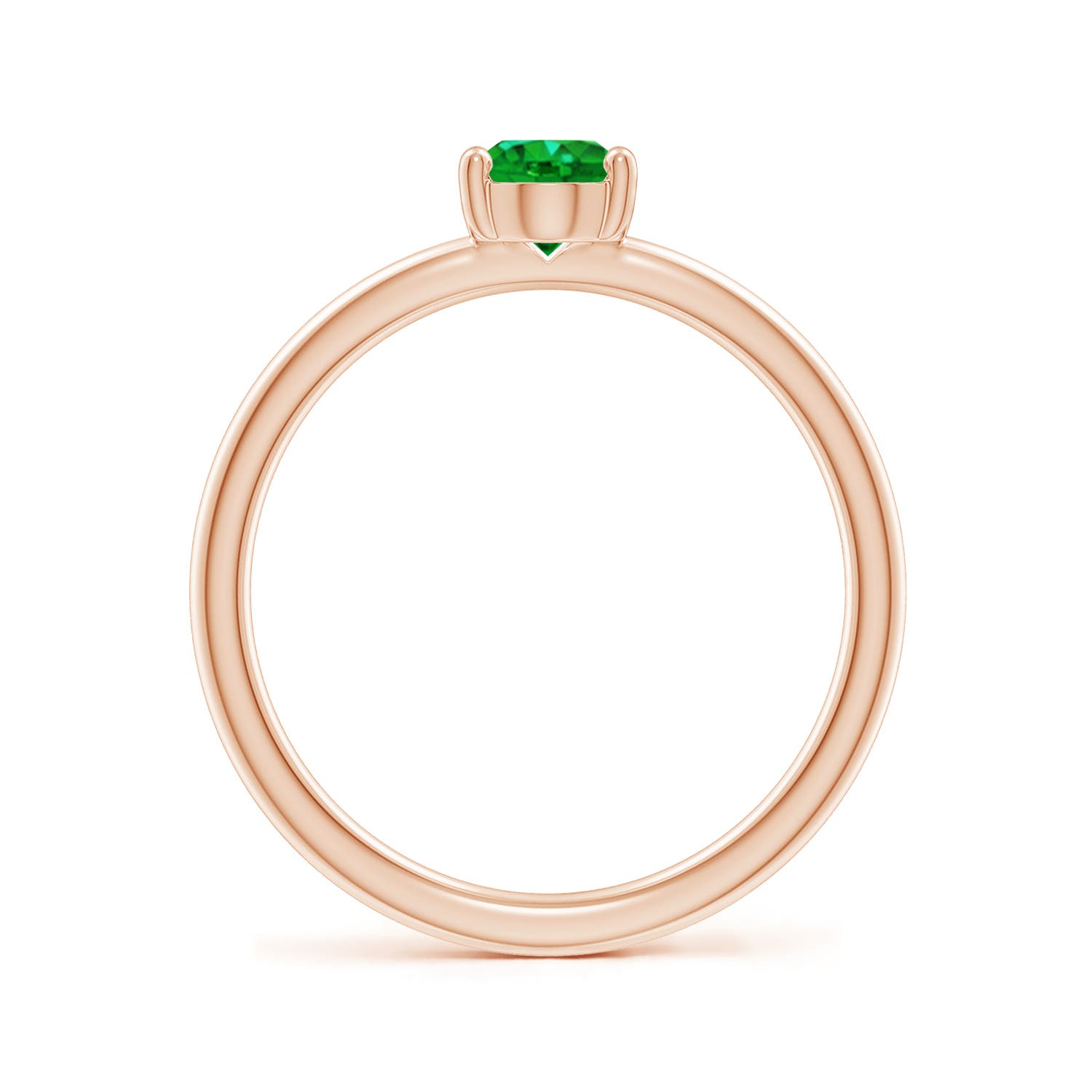 7x5mm AAAA Classic Solitaire Oval Emerald Promise Ring in 18K Rose Gold
