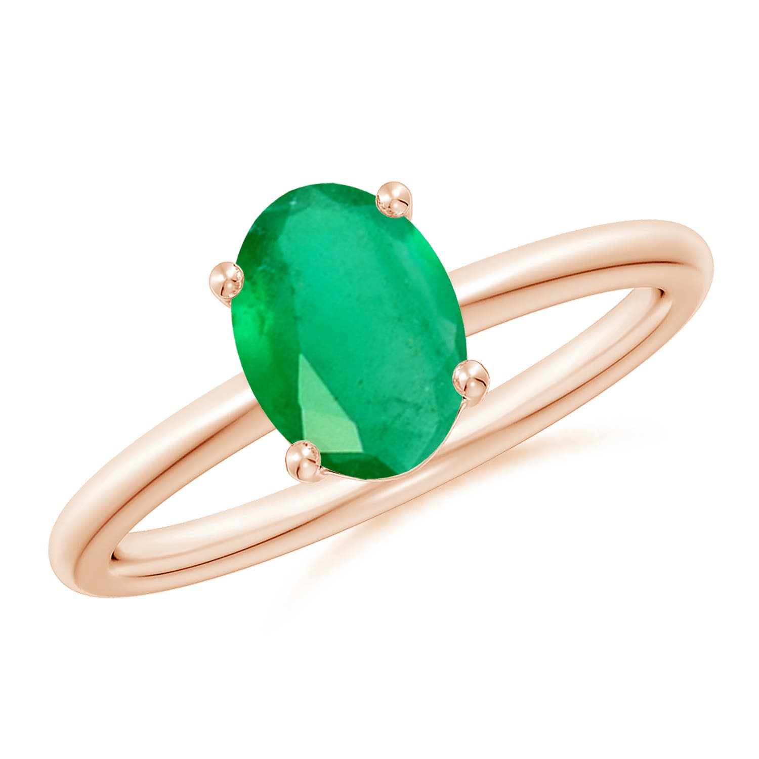 8x6mm A Classic Solitaire Oval Emerald Promise Ring in 18CT Rose Gold