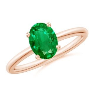8x6mm AAA Classic Solitaire Oval Emerald Promise Ring in 9K Rose Gold