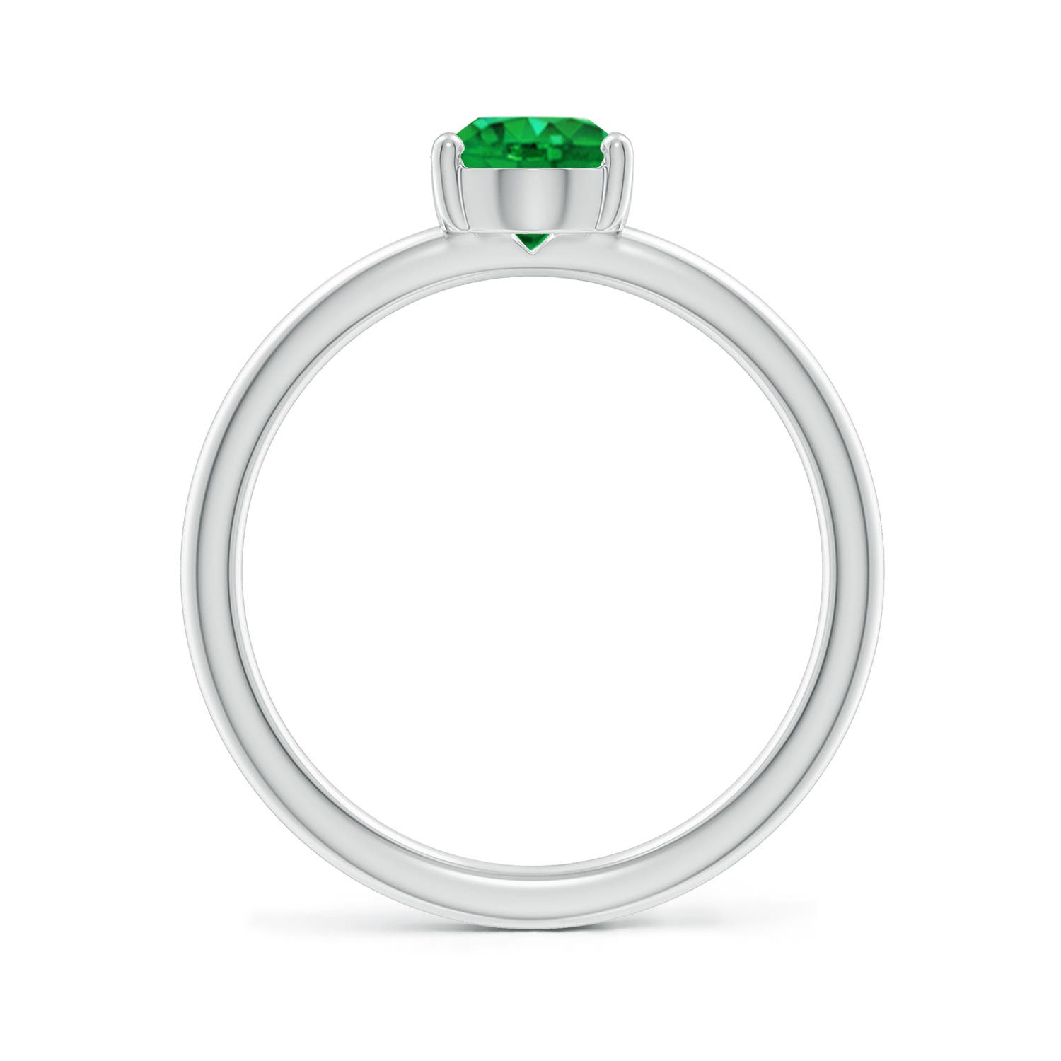 8x6mm AAA Classic Solitaire Oval Emerald Promise Ring in S999 Silver