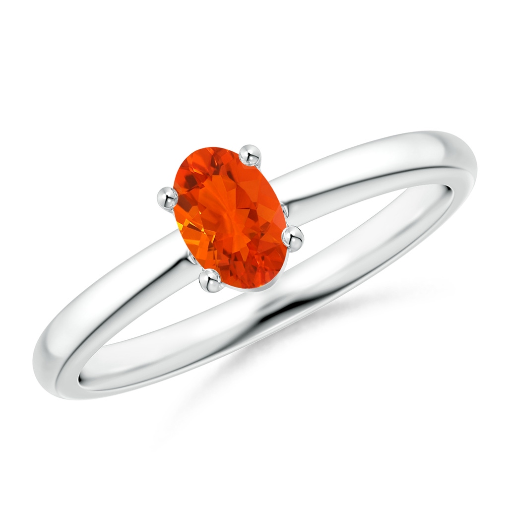6x4mm AAA Classic Solitaire Oval Fire Opal Promise Ring in White Gold