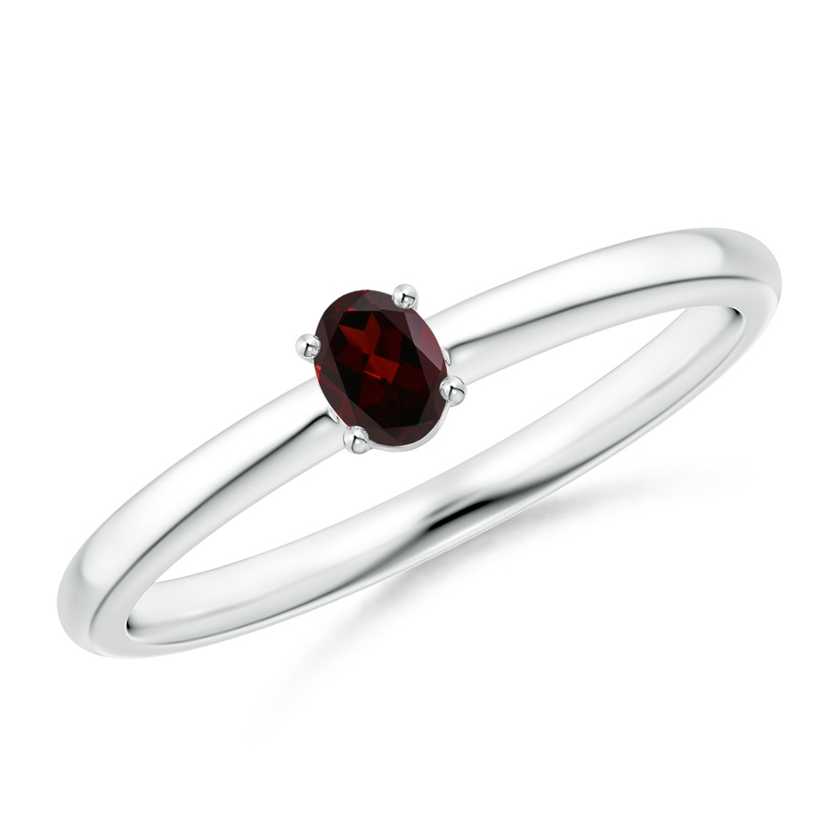 4x3mm A Classic Solitaire Oval Garnet Promise Ring in P950 Platinum 