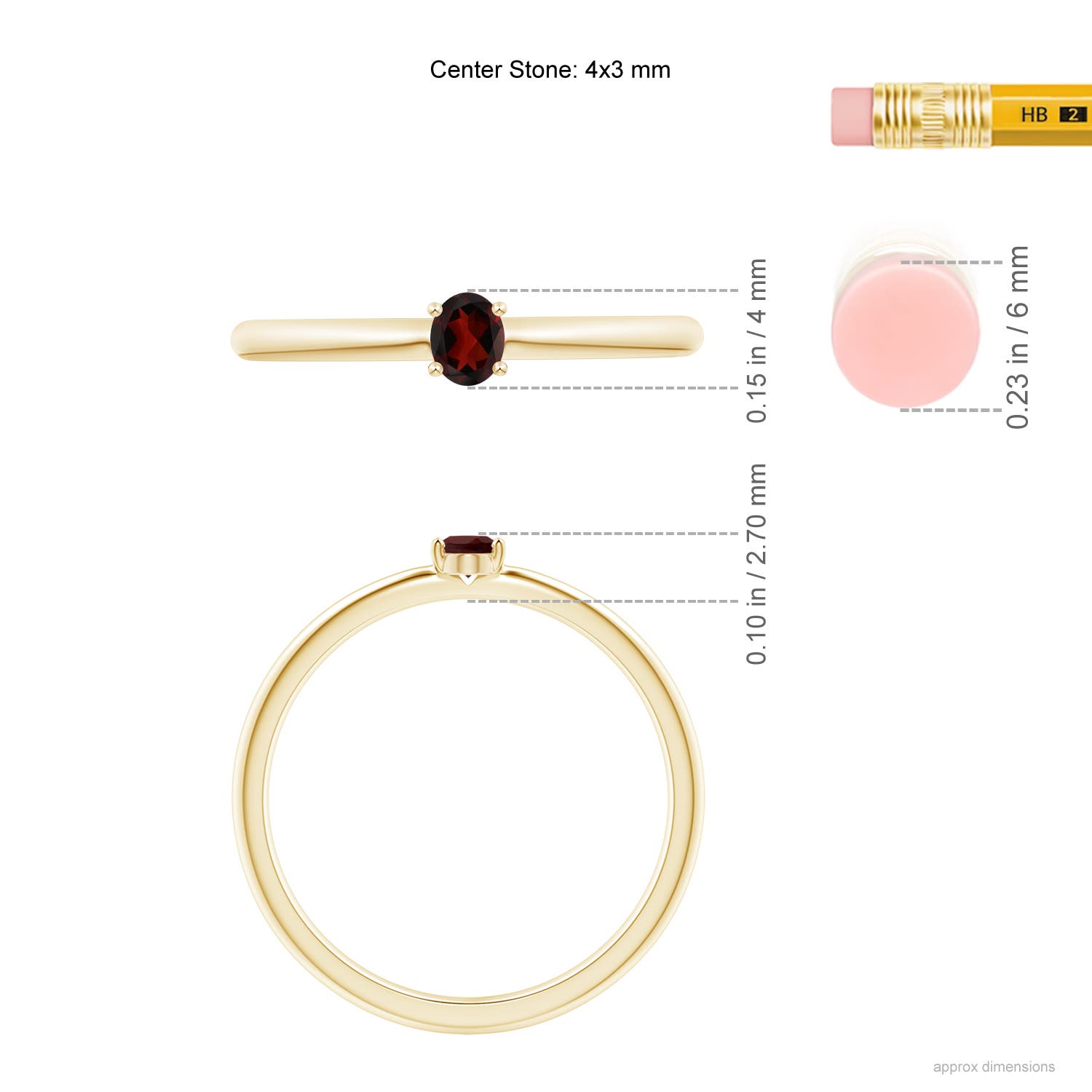 AA - Garnet / 0.2 CT / 14 KT Yellow Gold