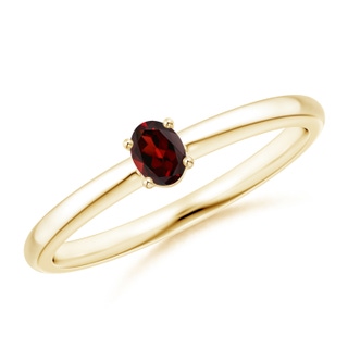 4x3mm AAA Classic Solitaire Oval Garnet Promise Ring in Yellow Gold