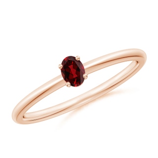 4x3mm AAAA Classic Solitaire Oval Garnet Promise Ring in 9K Rose Gold