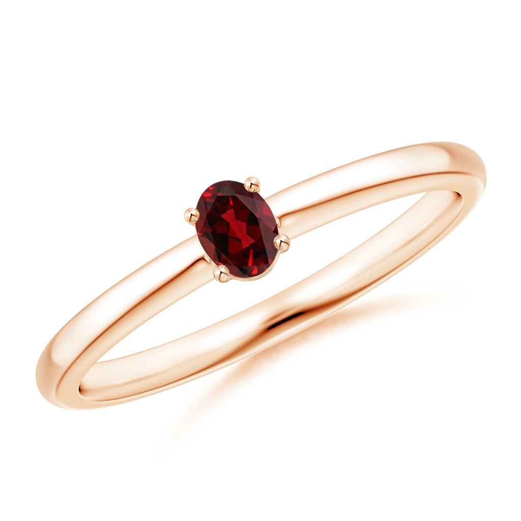4x3mm AAAA Classic Solitaire Oval Garnet Promise Ring in Rose Gold