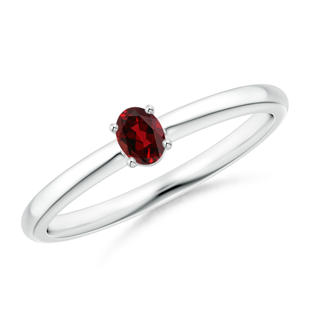 4x3mm AAAA Classic Solitaire Oval Garnet Promise Ring in S999 Silver