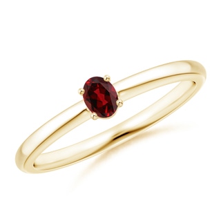 4x3mm AAAA Classic Solitaire Oval Garnet Promise Ring in Yellow Gold