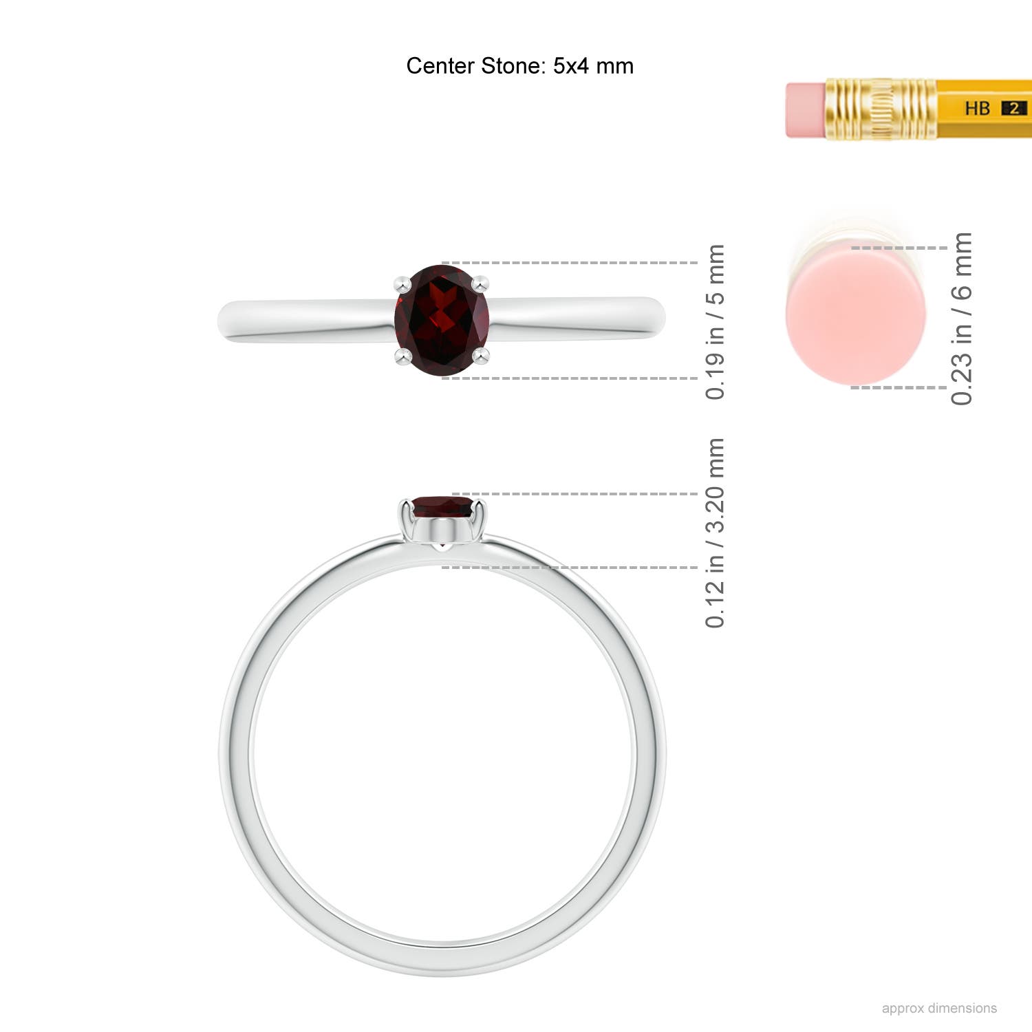 A - Garnet / 0.45 CT / 14 KT White Gold